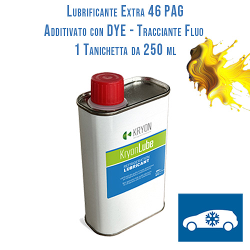 Lubrificante AUTO KryonLube EXTRA 46 PAG - additivato con tracciante fluorescente (dye) -1 tanica in metallo da 250ml