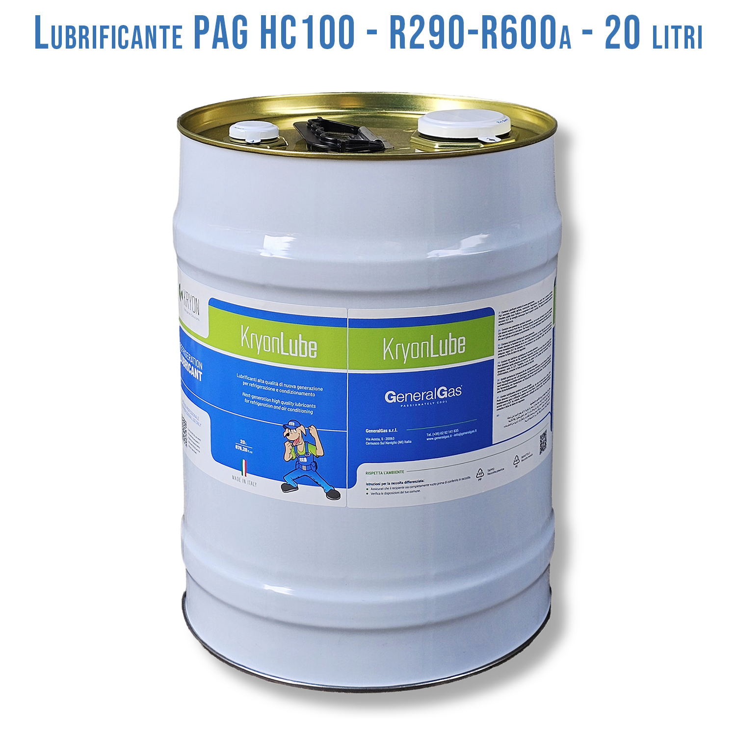 Lubricant KryonLube HC PAG 100 - R290 and R600a - Metal canister 20 lt.