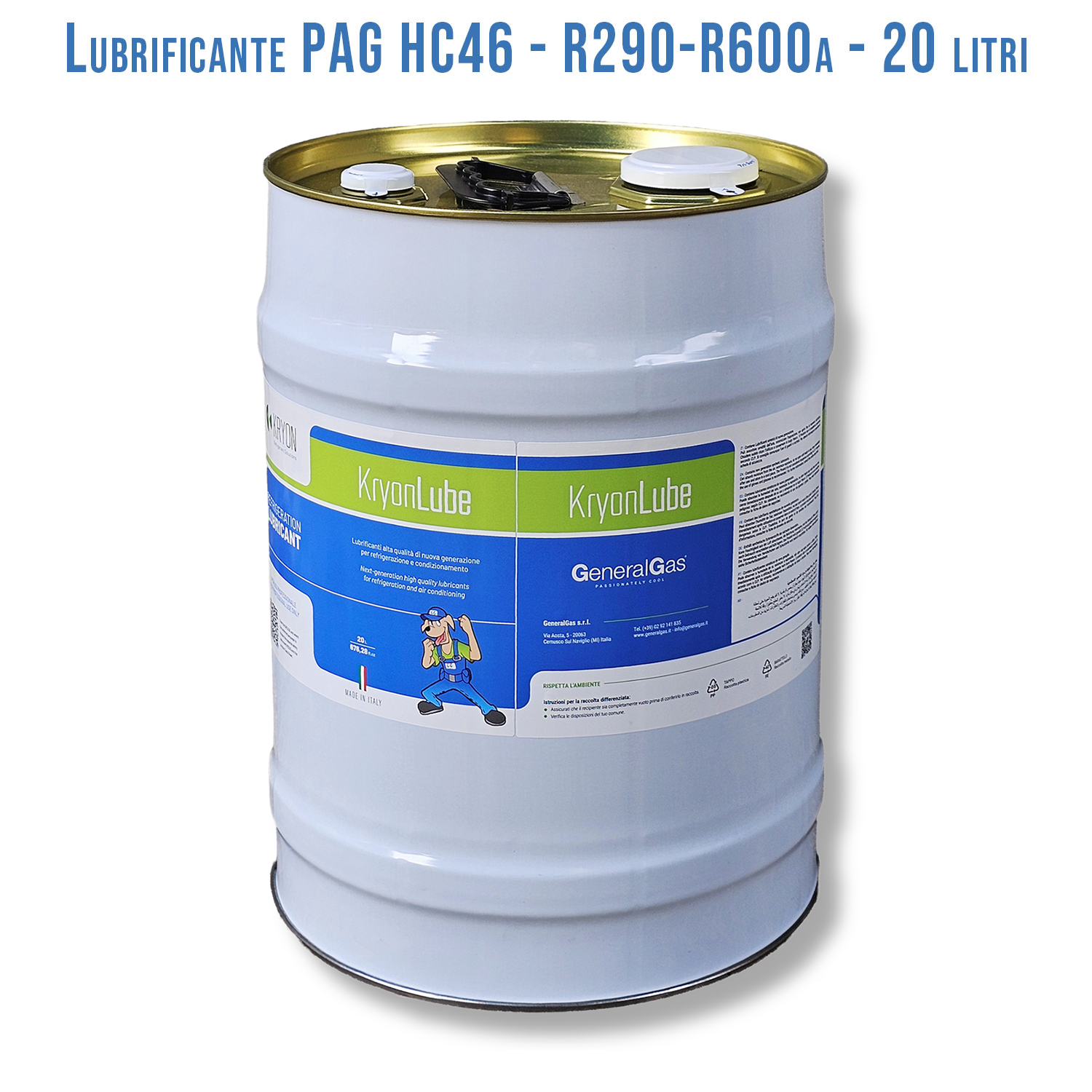 Lubricant KryonLube HC PAG 46 - R290 and R600a - Metal canister 20 lt.
