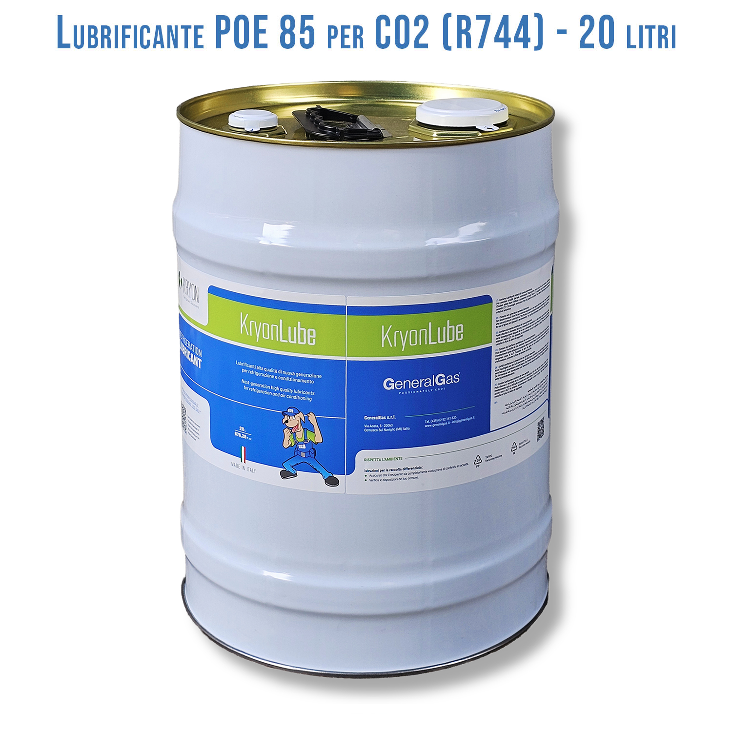 Olio Lubrificante HVACR KryonLube POE 85 CO2 - polyol estere - Tanica in metallo da 20 lt.