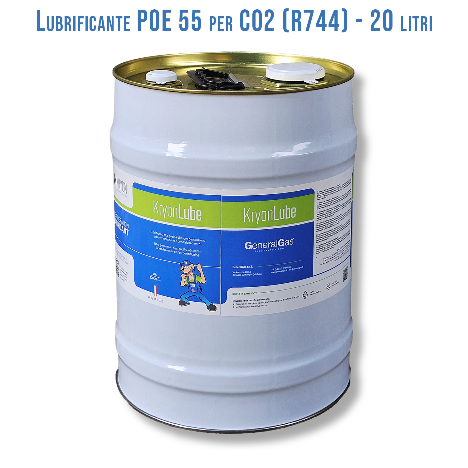 Olio Lubrificante HVACR KryonLube POE 55 CO2 - polyol estere - Tanica in metallo da 20 lt.