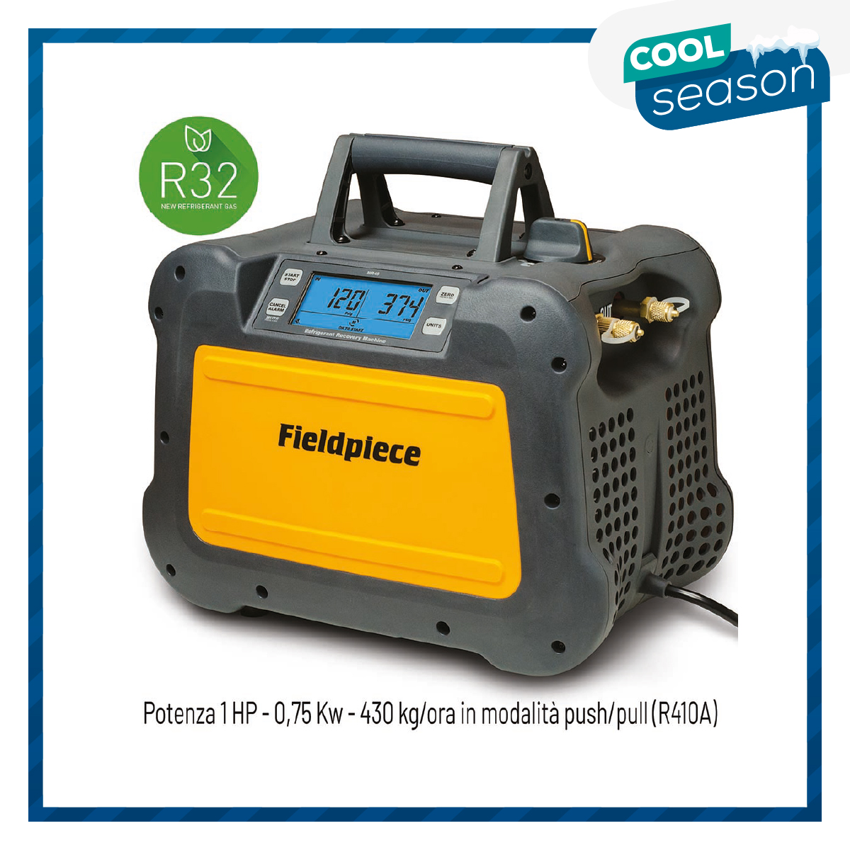 Fieldpiece USA - MR45INT - Recuperatore gas refrigerante digitale da 1 HP - 0,75 Kw - 430 kg/ora in modalità push/pull (R410A)