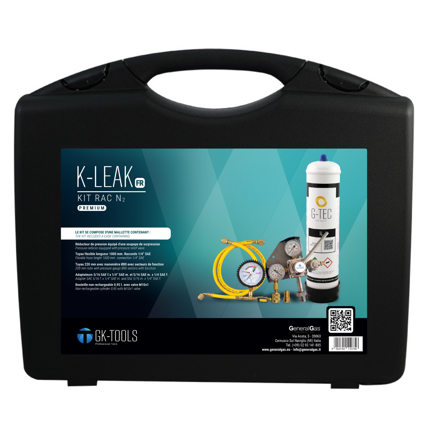K-Leak Tester N2 PREMIUM France - Kit cercafughe azoto per impianti Refrigerazione & A/C