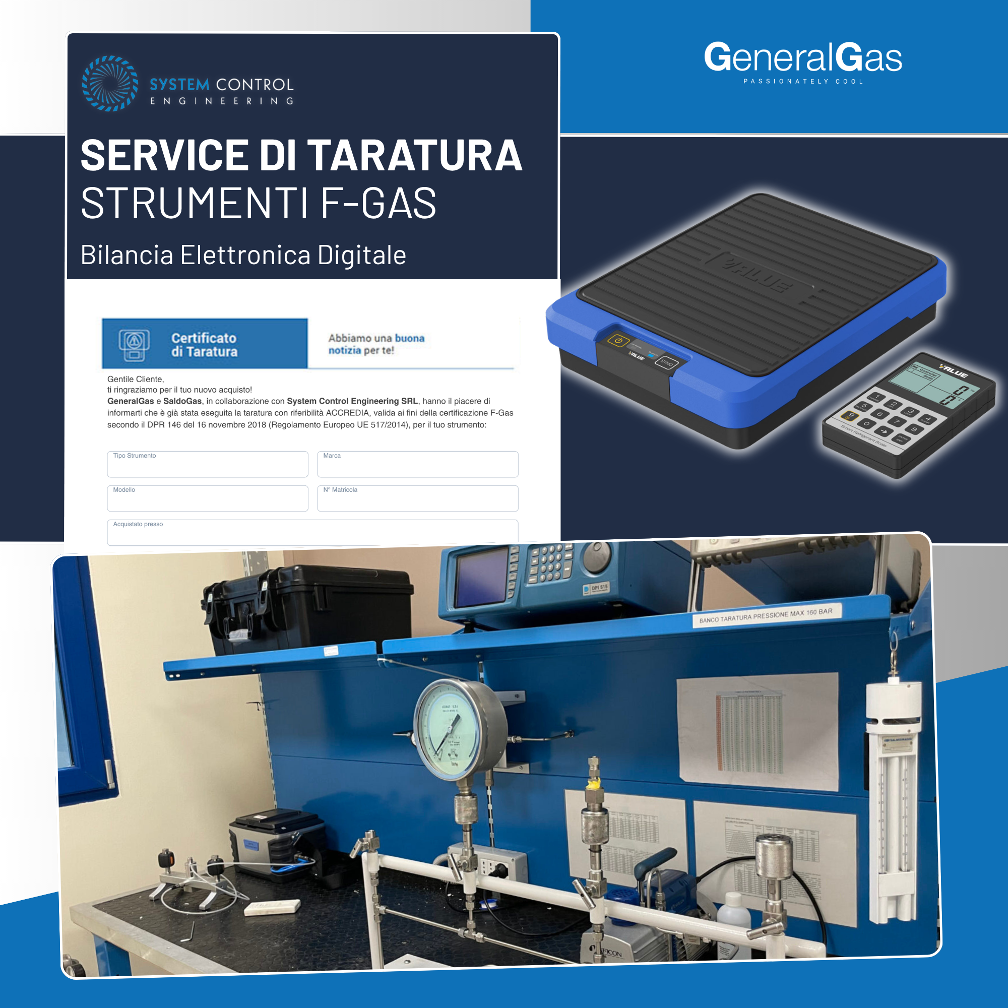 Calibration Report Ref. ACCREDIA or equivalent EA - Electronic digital scale, with issue of certification in accordance with EU Reg. F-Gas n° 517/2014