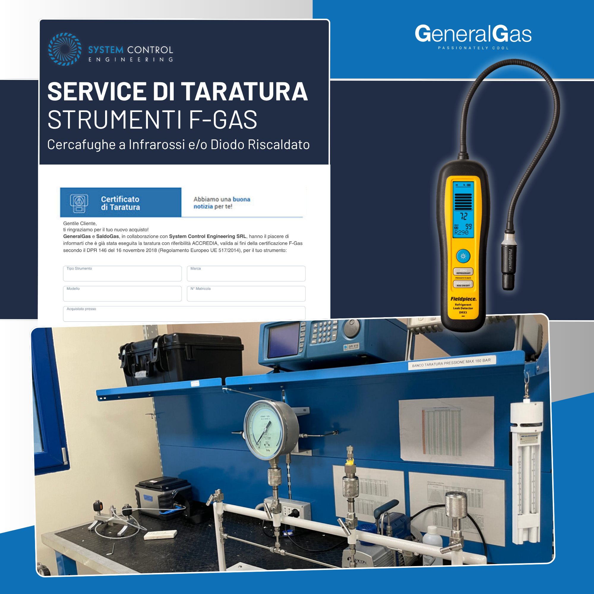 Calibration of infrared and/or heated diode leak detectors, with F-Gas compliant certification
