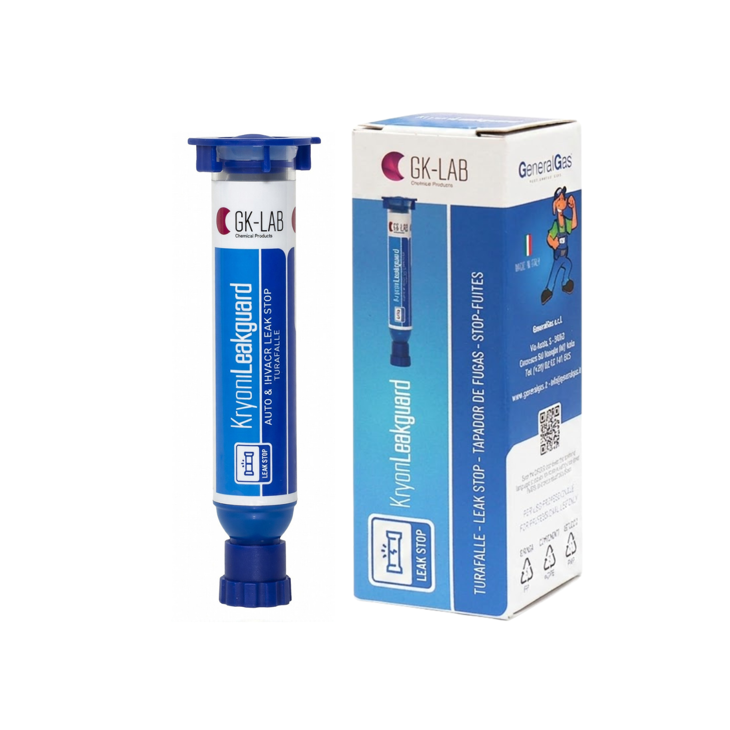 GK-Lab KryonLeakGuard Turafalle per Riparazione Microperdite nei Sistemi HAVCR e AUTO - Cartuccia da 8 ml.
