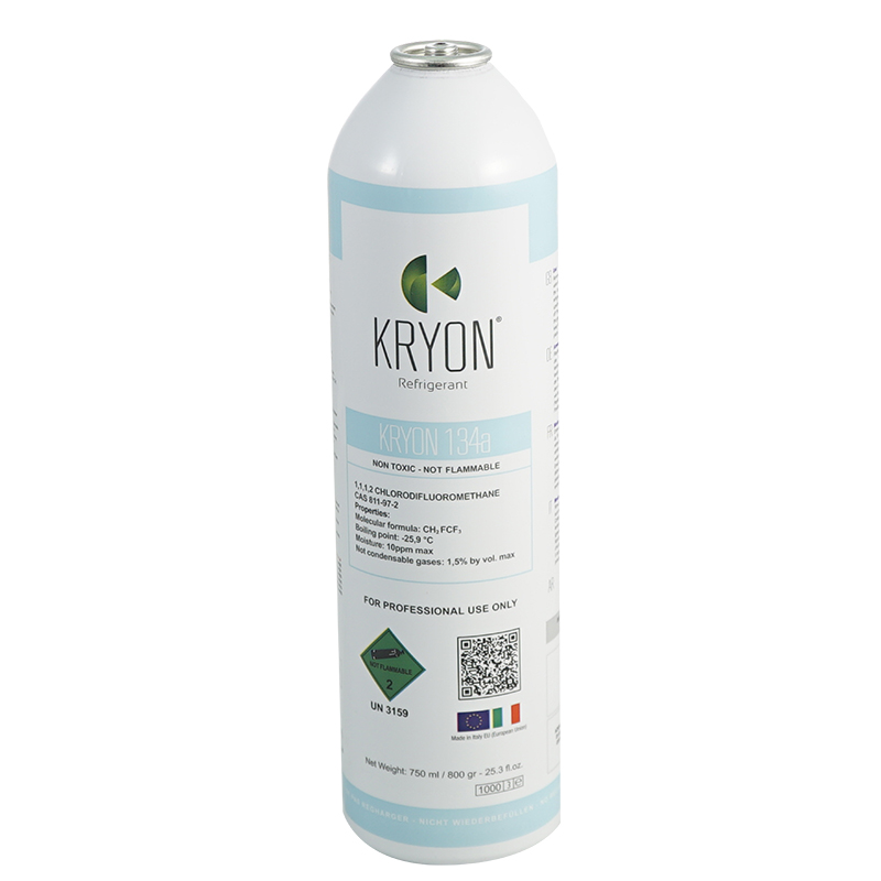 R134a Kryon® 134a conf.ne 12 bombolette alluminio aerosol - 750 ml/800 gr. 30 Bar - valvola B188 std. 7/16 EU - Foto 2