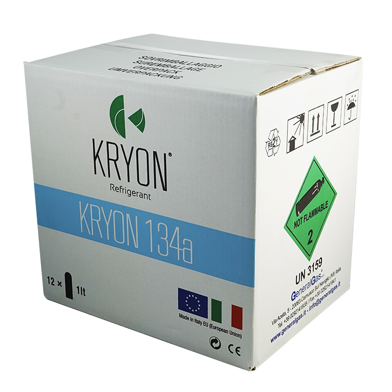 12 x R134a Kryon® 134a conf.ne 12 bombolette alluminio aerosol - 750 ml/800 gr. 30 Bar - valvola B188 std. 7/16 EU - Foto 4