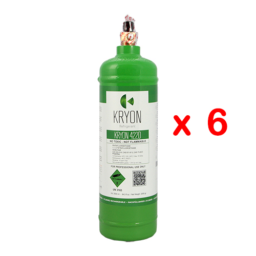 6 x R422D confezione 6 Bombole KryoSmart - 2,5Lt / 2Kg - 48 Bar - acciaio al carbonio - valvola ¼ SAE RH