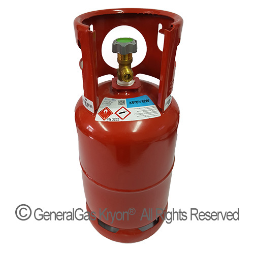 Empty refillable cylinder T-PED 12,5 lt - 42 bar suitable for R290 and R600a, fitted with single phase valve W 20,0 x 1/14” LH
