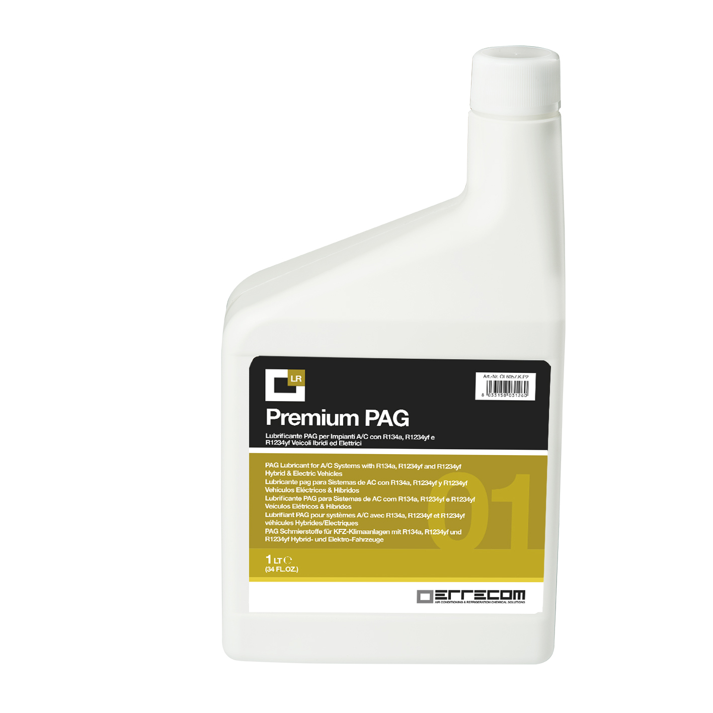 Olio lubrificante Universale AUTO PREMIUM PAG + DYE (tracciante UV) - Tanica in Plastica da 1 litro - Confezione n° 12 pz. (totale 12 litri)