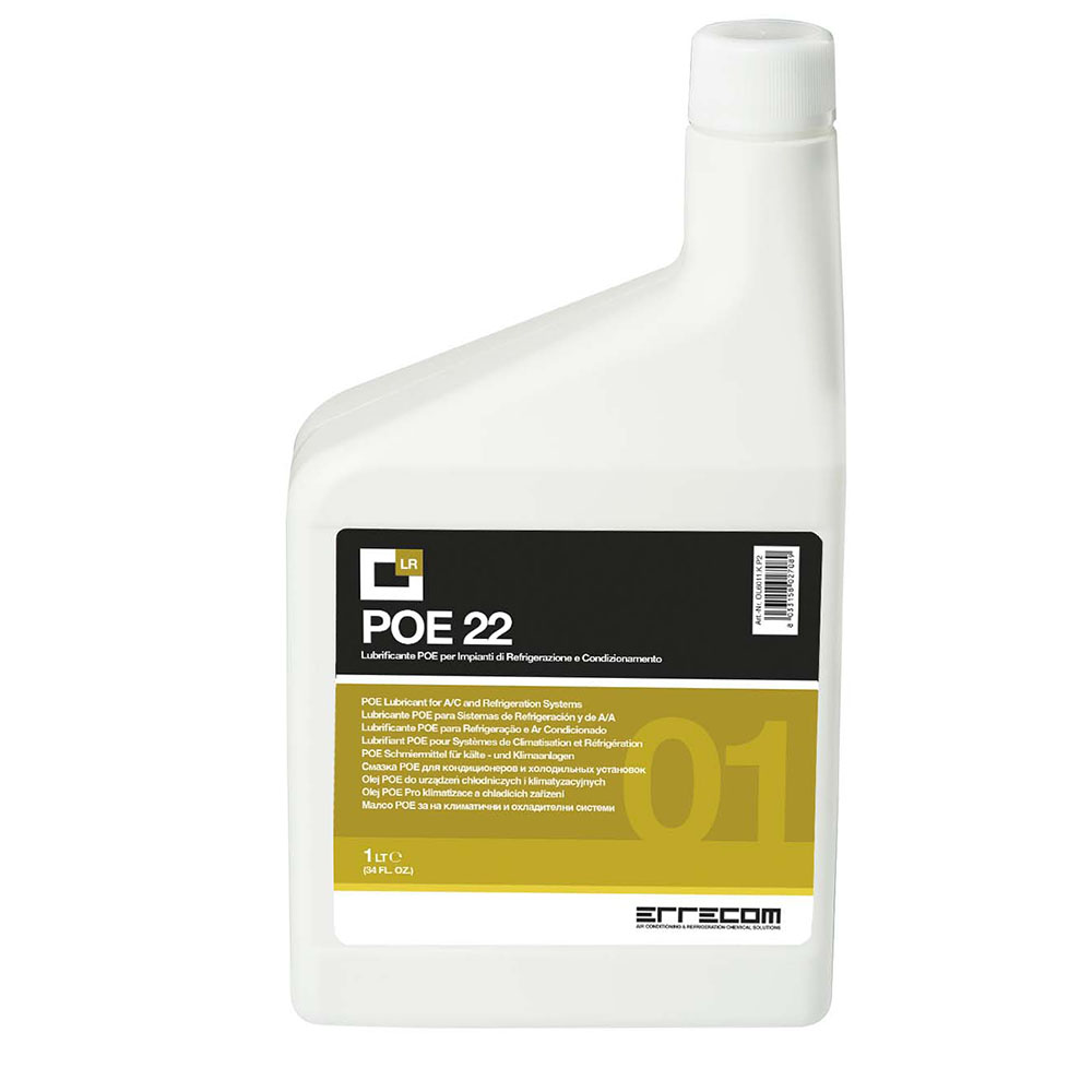 Olio lubrificante R&AC Polyol Estere (POE) Errecom 22 - Tanica in Plastica da 1 lt. - Confezione n° 12 pz. (totale 12 litri)