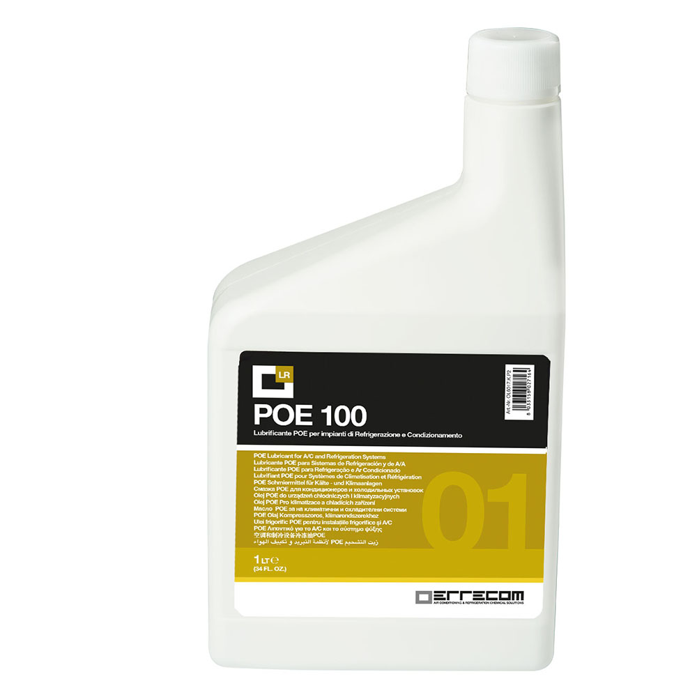 Olio lubrificante R&AC Polyol Estere (POE) Errecom 100 - Tanica in Plastica da 1 lt. - Confezione n° 12 pz. (totale 12 litri)
