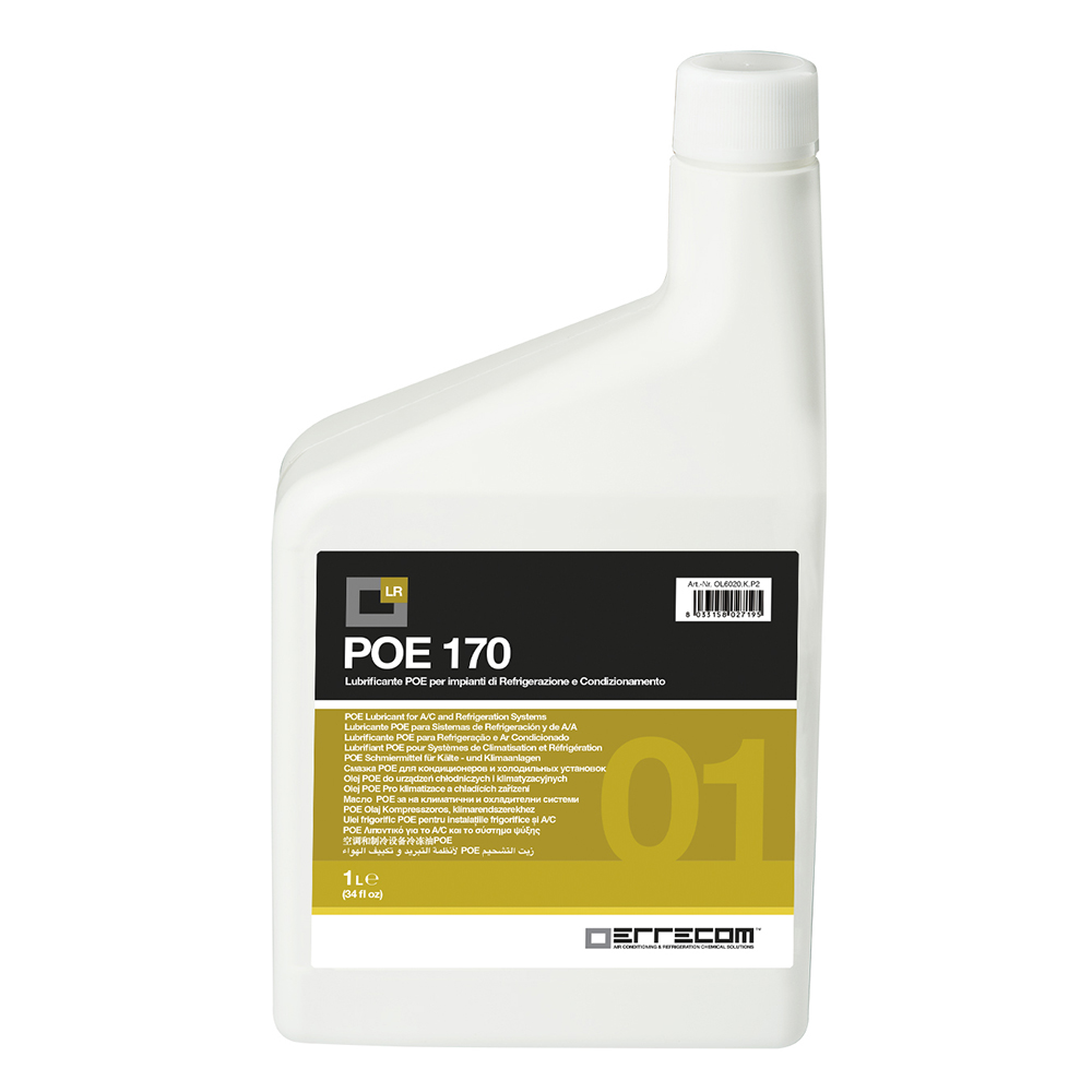 Olio lubrificante R&AC Polyol Estere (POE) Errecom 170 - Tanica in Plastica da 1 lt. - Confezione n° 12 pz. (totale 12 litri)