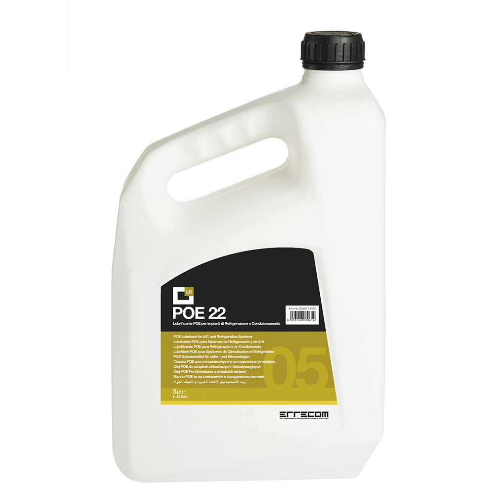 2 x R&AC Polyol Ester (POE) lubricant oil Errecom 22 - Plastic Tank 5 lt. - Package # 2 pcs. (total 10 liters)