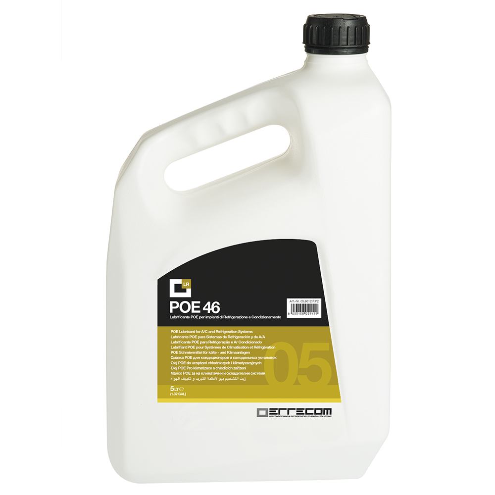 Olio lubrificante R&AC Polyol Estere (POE) Errecom 46 - Tanica in Plastica da 5 lt. - Confezione n° 2 pz. (totale 10 litri)