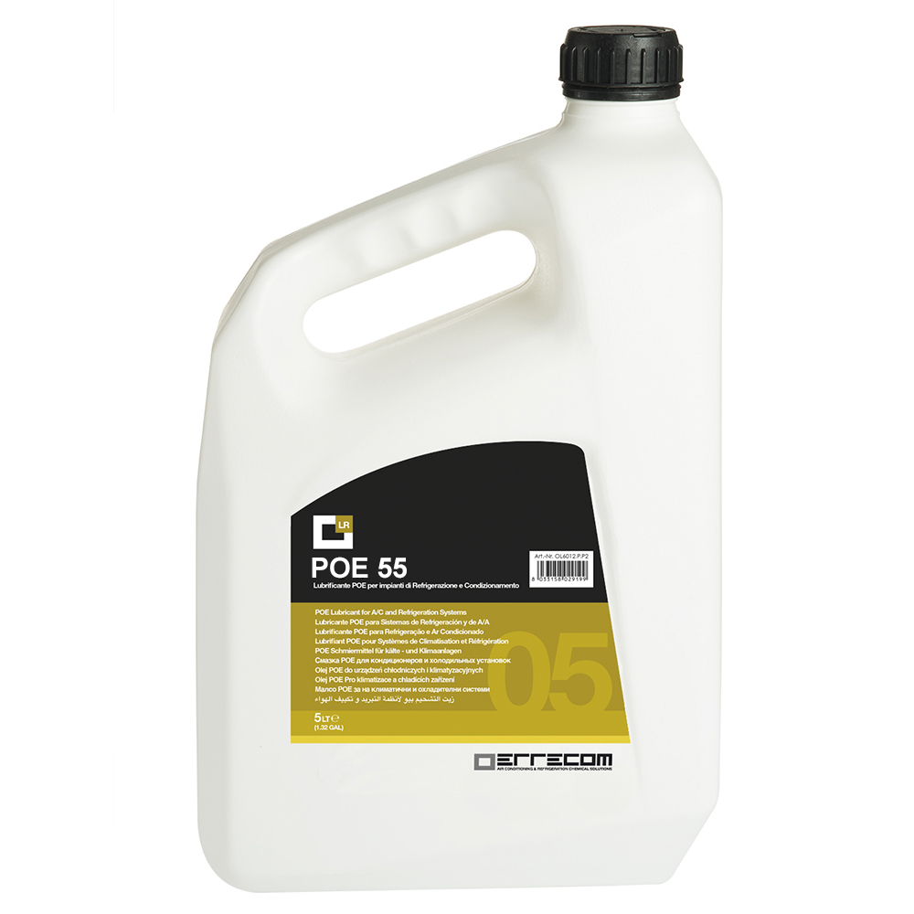 2 x R&AC Polyol Ester (POE) lubricant oil Errecom 55 - Plastic Tank 5 lt. - Package # 2 pcs. (total 10 liters)