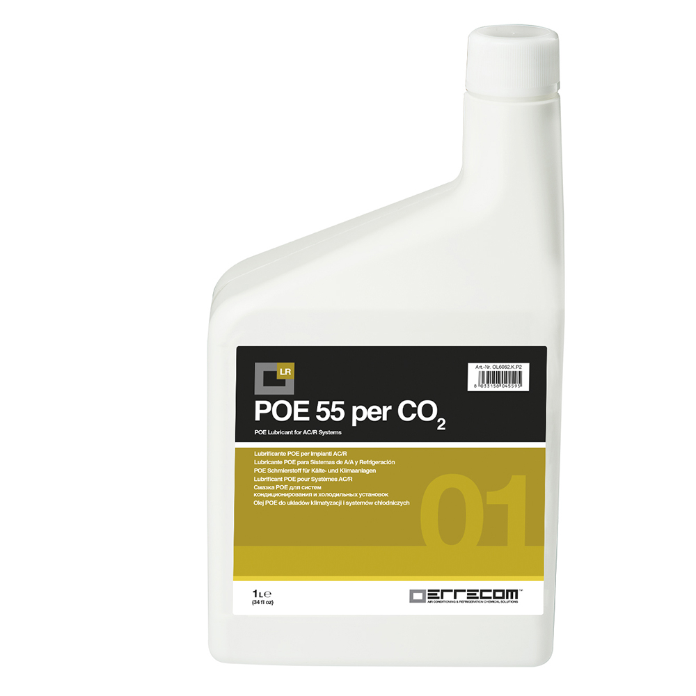 12 x Commercial Refrigeration Polyol Ester (POE) lubricant oil specific to CO2 Errecom 55 - Plastic Tank 1 lt. - Package # 12 pcs. (total 12 liters)