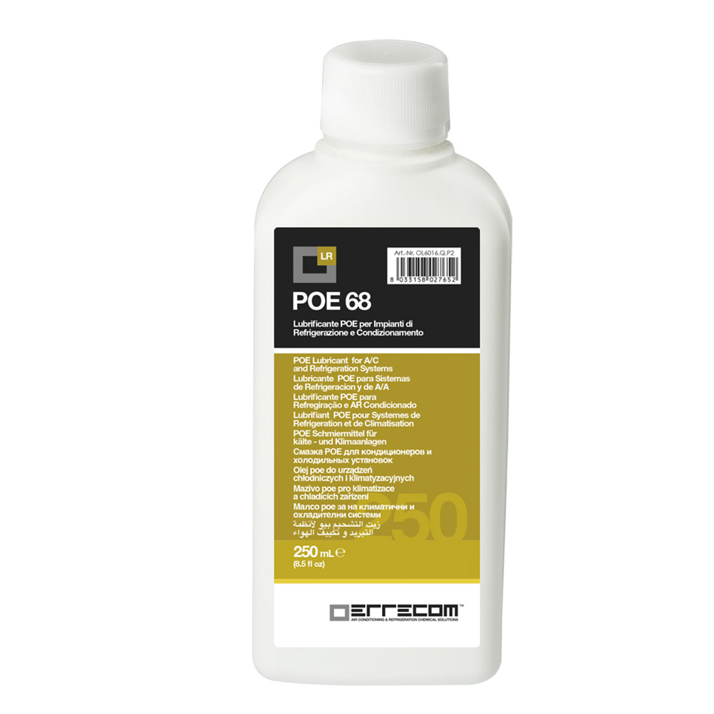 Olio lubrificante R&AC Polyol Estere (POE) Errecom 68 - Tanica in Plastica da 250 ml. - Confezione n° 24 pz. (totale 6 litri)