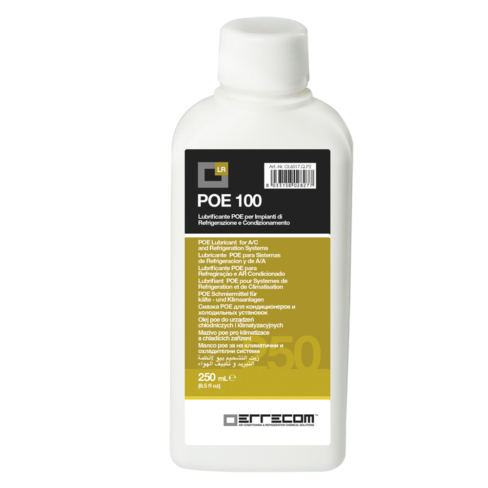 Olio lubrificante R&AC Polyol Estere (POE) Errecom 100 - Tanica in Plastica da 250 ml. - Confezione n° 24 pz. (totale 6 litri)