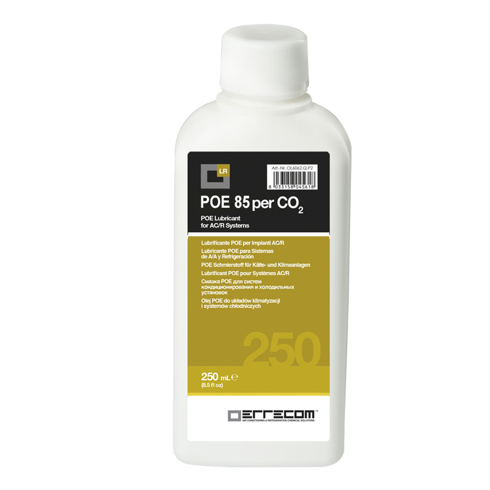 24 x Commercial Refrigeration Polyol Ester (POE) lubricant oil specific to CO2 Errecom 85 - Plastic Tank 250 ml. - Package # 24 pcs. (total 6 liters)