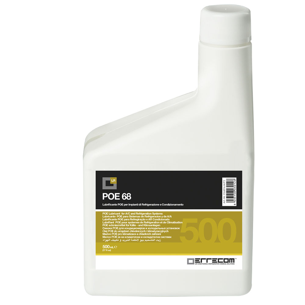 12 x Olio lubrificante R&AC Polyol Estere (POE) Errecom 68 - Tanica in Plastica da 500 ml. - Confezione n° 12 pz. (totale 6 litri)