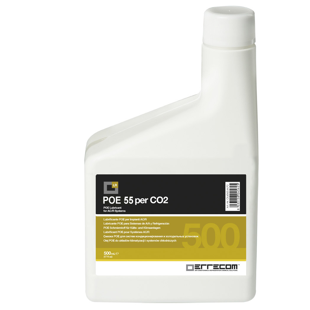 12 x Commercial Refrigeration Polyol Ester (POE) lubricant oil specific to CO2 Errecom 55 - Plastic Tank 500 ml. - Package # 12 pcs. (total 6 liters)