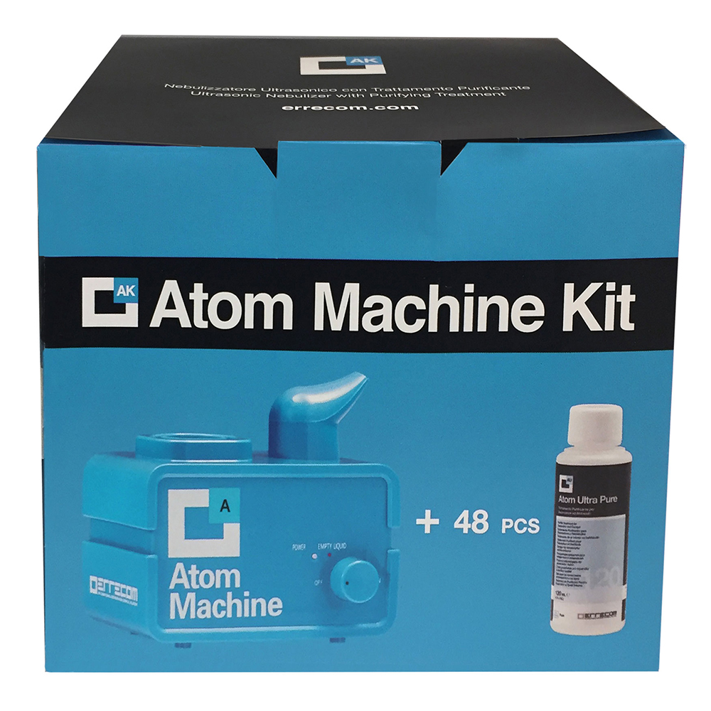 Kit containing Ultrasonic Nebulizer for A/C System Purifying - ATOM MACHINE + n° 48 Purifying Treatment ATOM ULTRA 120 ml - PURE - Package # 1 Kit