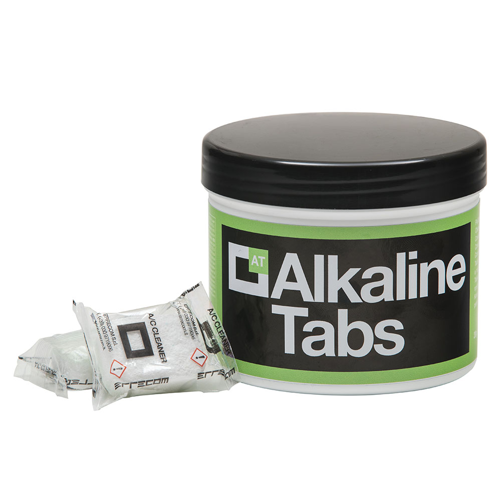 12 barattoli da 18 pastiglie, pulitore Alcalino per Condensatori in Pastiglie - ALKALINE TABS