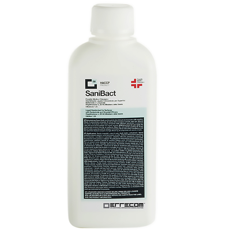 24 x SANIBACT Disinfettante liquido per Superfici, Battericida, Levuricida e Virucida (Presidio Medico Chirurgico) - Flacone 250 ml - Confezione n° 24 pz.