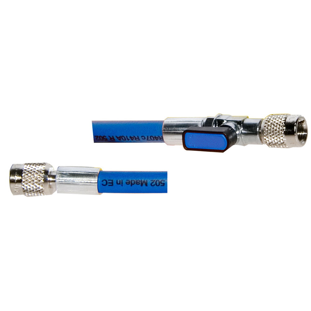 Tubo di Carica 1/4 SAE J2196 - 300 cm. (alta qualità - originale Continental) con Valvola a Sfera e depressore - colore BLU - Confezione n° 1 pz.