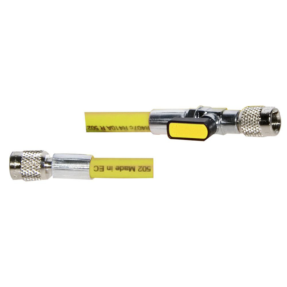 Tubo di Carica 5/16 SAE J2196 - 200 cm. (alta qualità - originale Continental) con Valvola a Sfera e depressore - colore GIALLO - Confezione n° 1 pz.