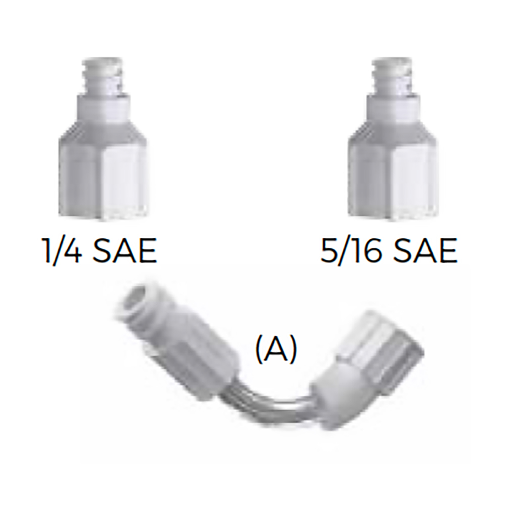 30 x Kit Adattatori R&AC in Plastica per Siringhe Sistema ULTRA e Dyes - 1/4 SAE, 5/16 SAE + Tubo Flessibile - Confezione n° 30 Kit - Foto 2