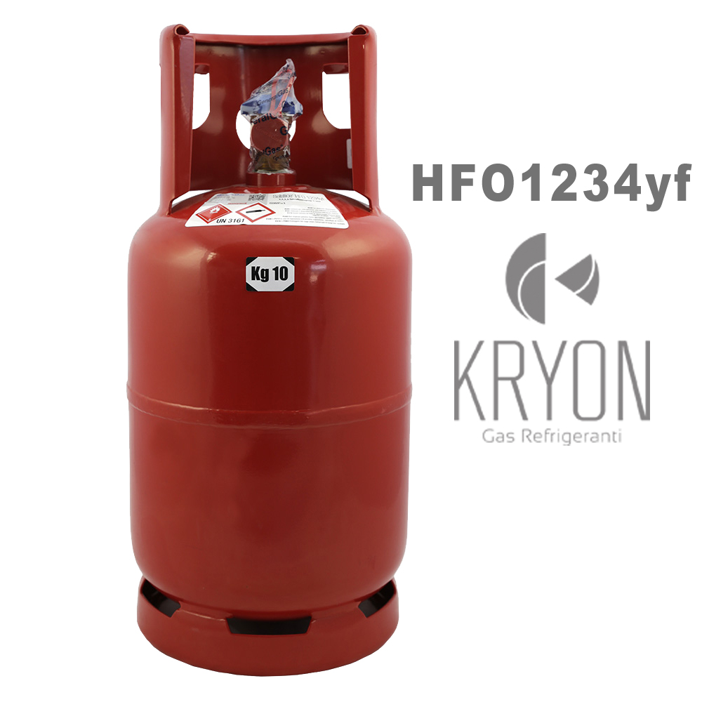 1234yf Kryon® HFO1234yf in T-PED cylinder 13 Lt / 10 Kg - 42 Bar - cylinder included - valve 1/2 ACME LH (adapter with outlet HP J639 quick connection not included) 