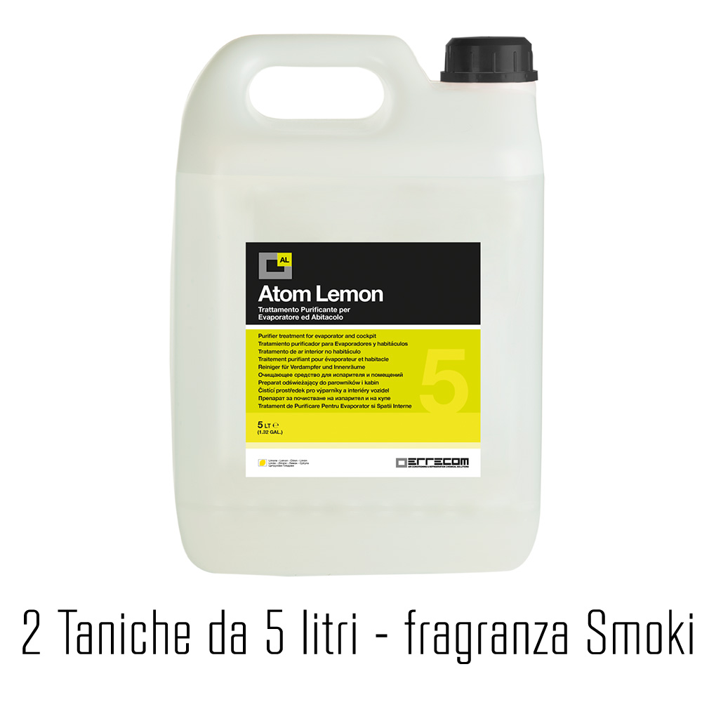 2 x AtomKryon - ATOM LIQUID Disinfettante - kit di ricariche per Nebulizzatori Ultrasonici AtomKryon e Purezone Machine - 5 litri - SMOKI - Disinfettante registrato in Germania (N69544) - n° 2 pz.
