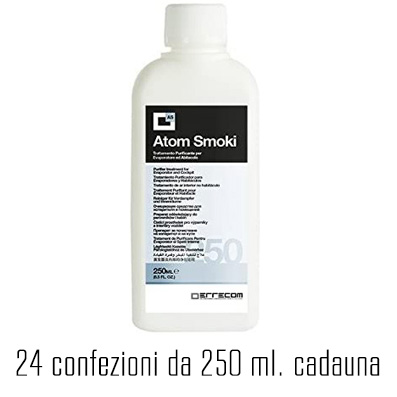 24 x AtomKryon - ATOM LIQUID Disinfettante - kit di ricariche per Nebulizzatori Ultrasonici AtomKryon e Purezone Machine - 250 ml - SMOKI - Disinfettante registrato in Germania (N69544) - n° 24 pz.