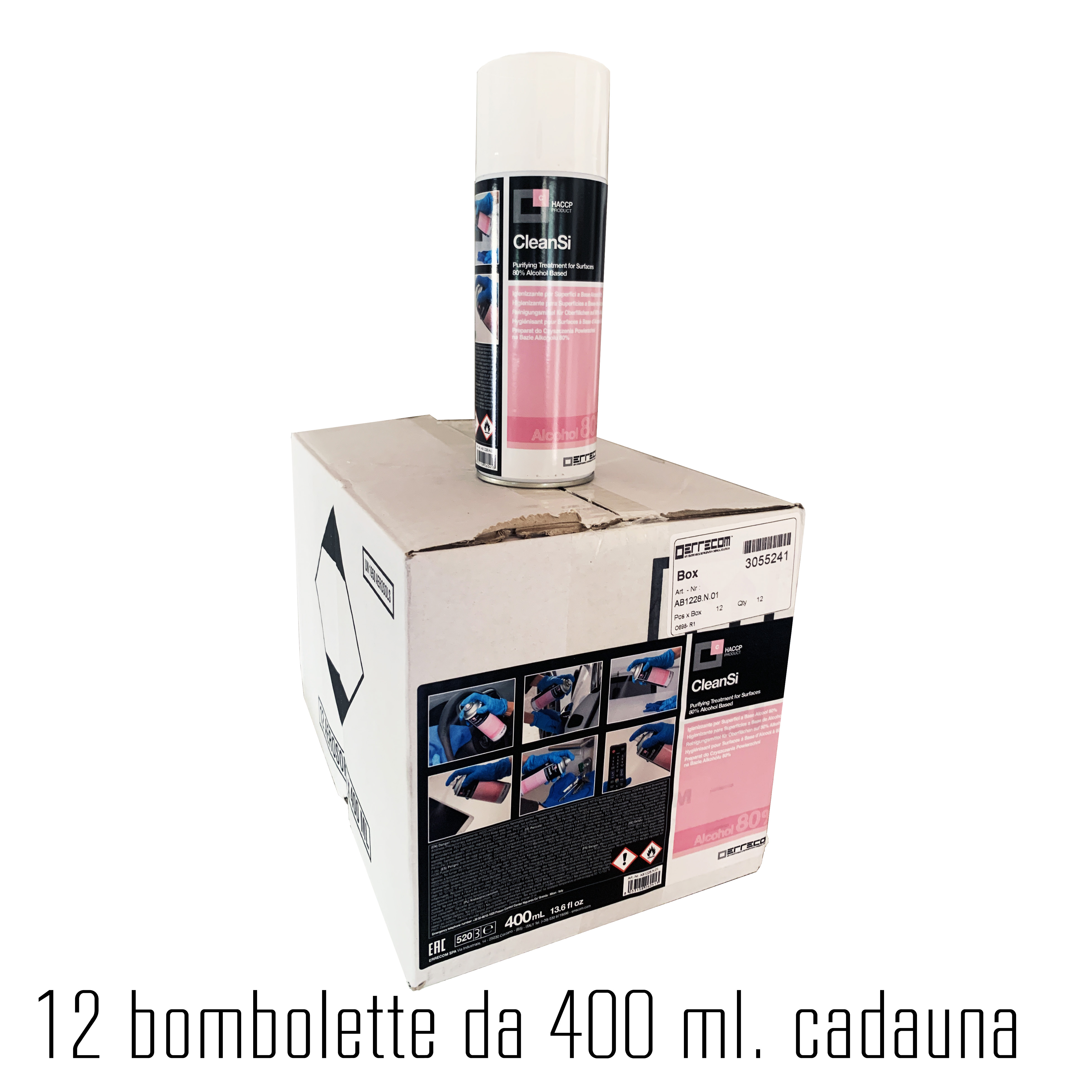 CleanSi - Spray Igienizzante per Superfici a Base Alcool 80% - 400 ml - Disinfettante registrato in Germania (N90037) - confezione n° 12 bombolette - Foto 2