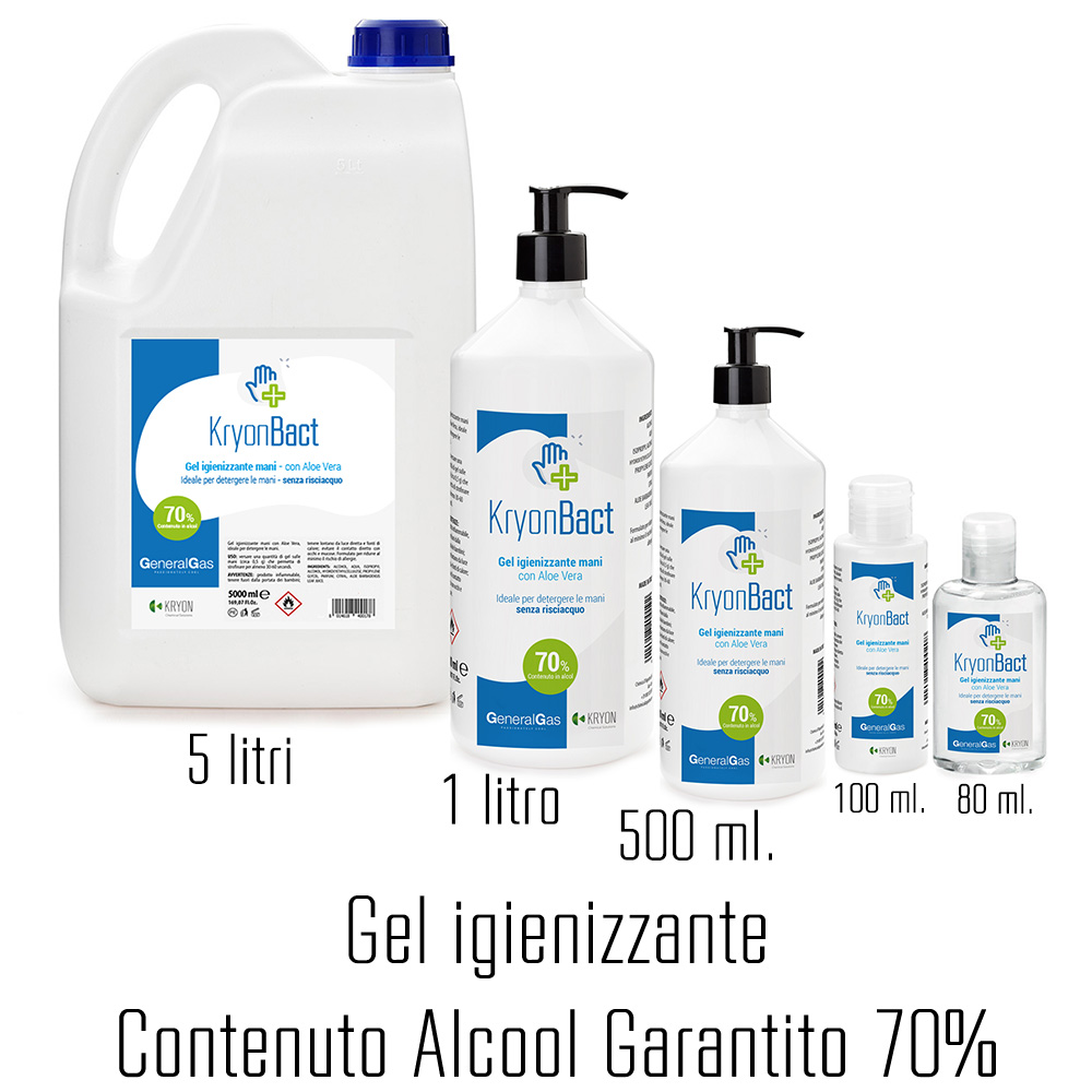 12 x KryonBact 70 - gel igienizzante alcool 70% - 1 litro - confezione 12 pezzi con dosatore - Foto 2