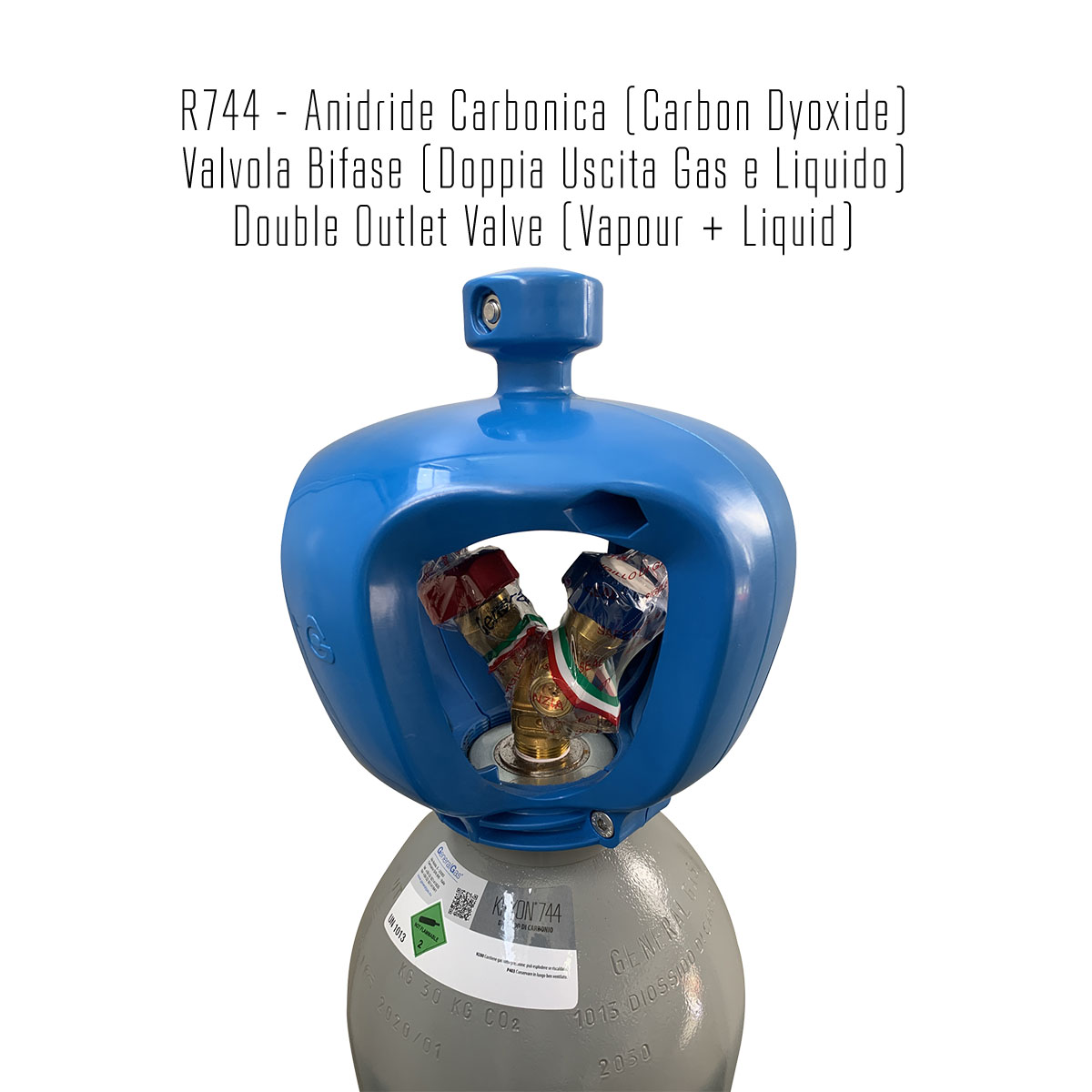 R744 Kryon® 744 - CO2 anidride carbonica refrigerazione in Bombola a Rendere - 27 Lt - 20 Kg - valvola bifase (liquido + gas) - Foto 2