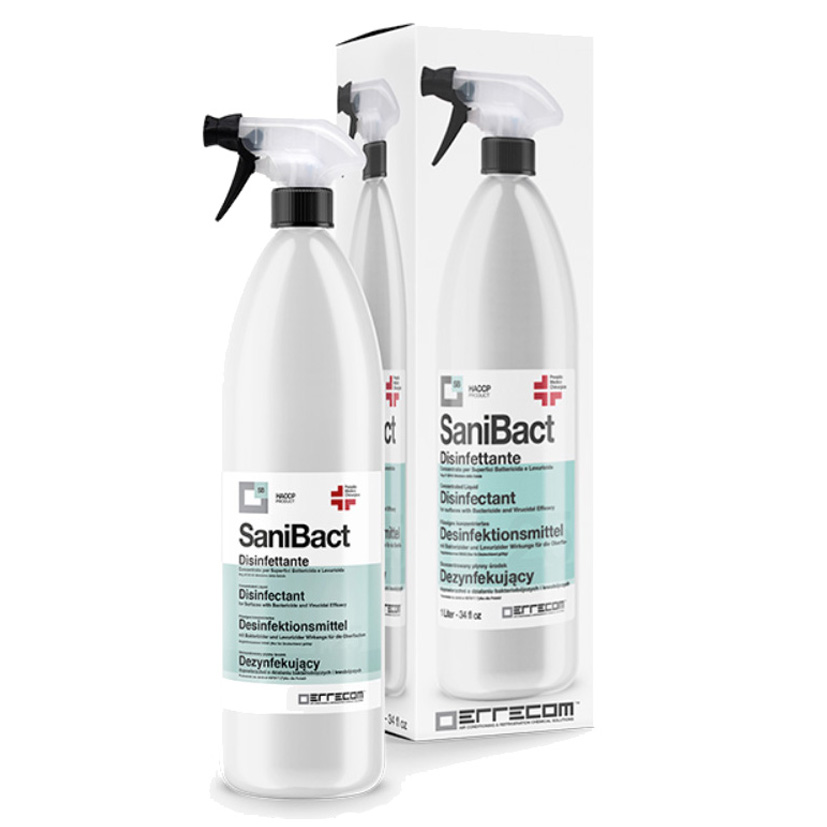 SANIBACT Disinfettante liquido per Superfici, Battericida, Levuricida e Virucida (Presidio Medico Chirurgico) - Flacone 1 lt.