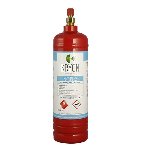 R32 Bombola KryoSmart 32 - 1Lt - 0,8 kg - 48 Bar - acciaio al carbonio - valvola ½ 16 ACME LH