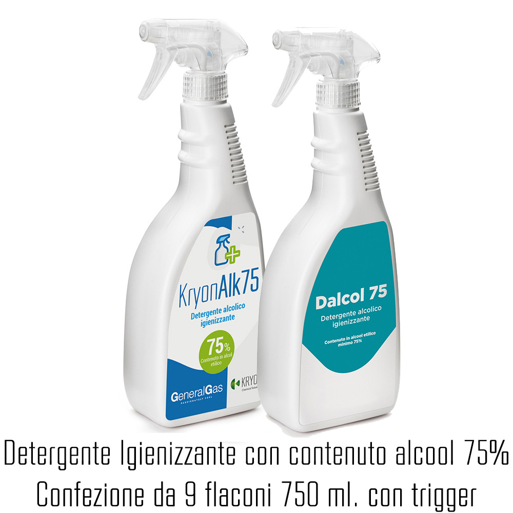 KryonAlk 75 - sanitising cleaner alcohol 75% - 750 ml -package 9 pcs. with trigger