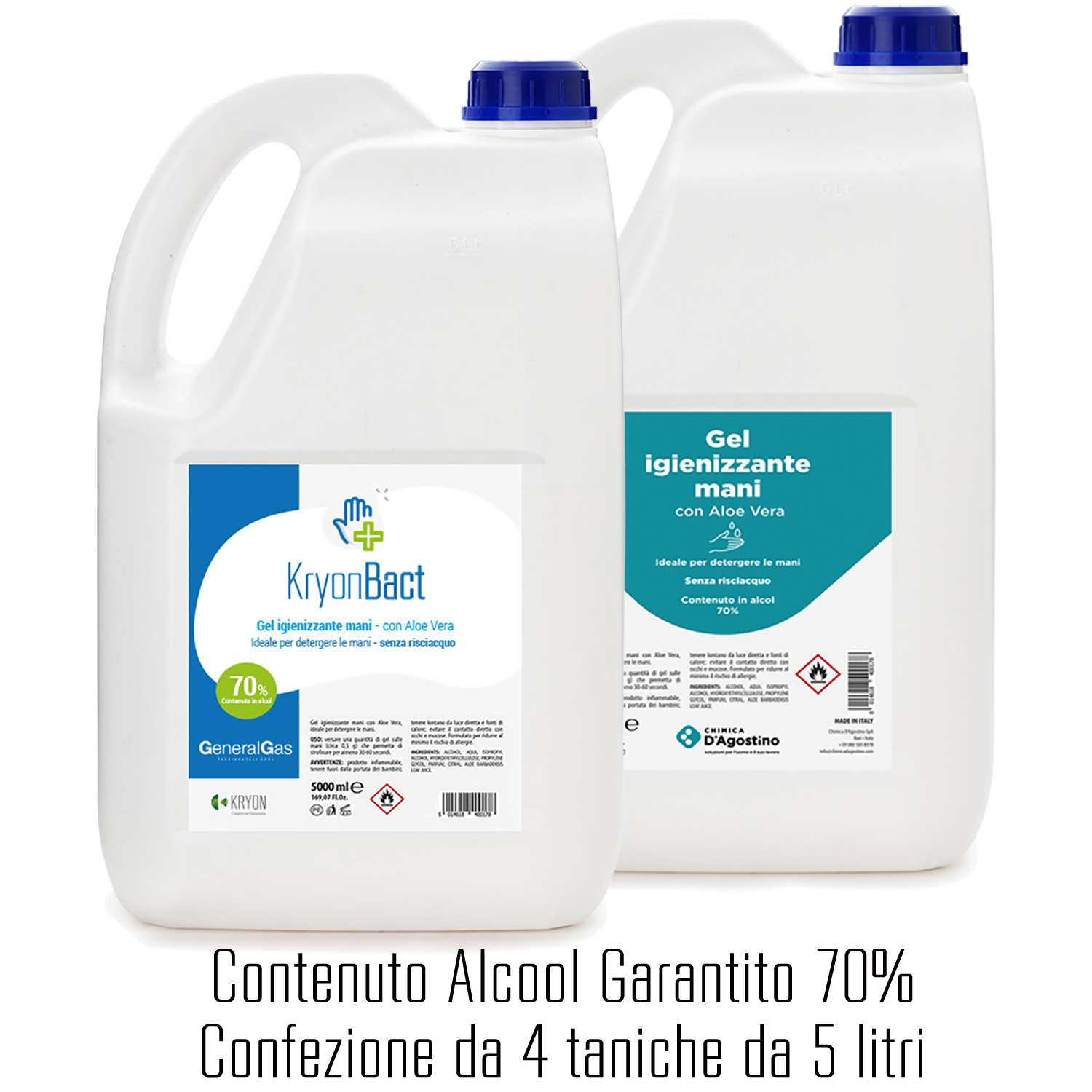 4 x KryonBact 70 - gel igienizzante alcool 70% - tanica 5 litri - confezione 4 taniche - Foto 1 