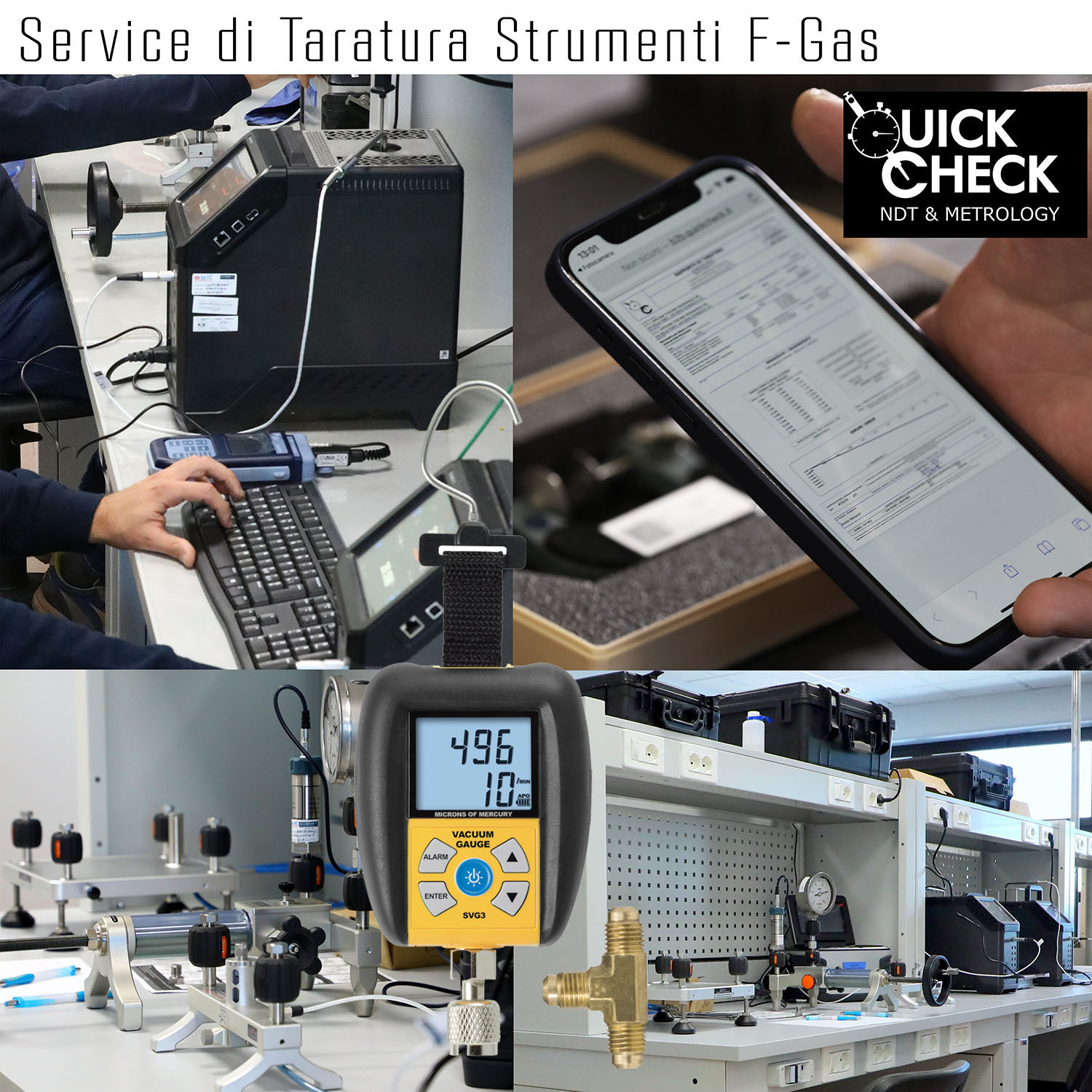 Rapporto di Taratura Rif.tà ACCREDIA o EA equivalente - Vacuometro digitale, conforme Reg. EU F-Gas n° 517/2014