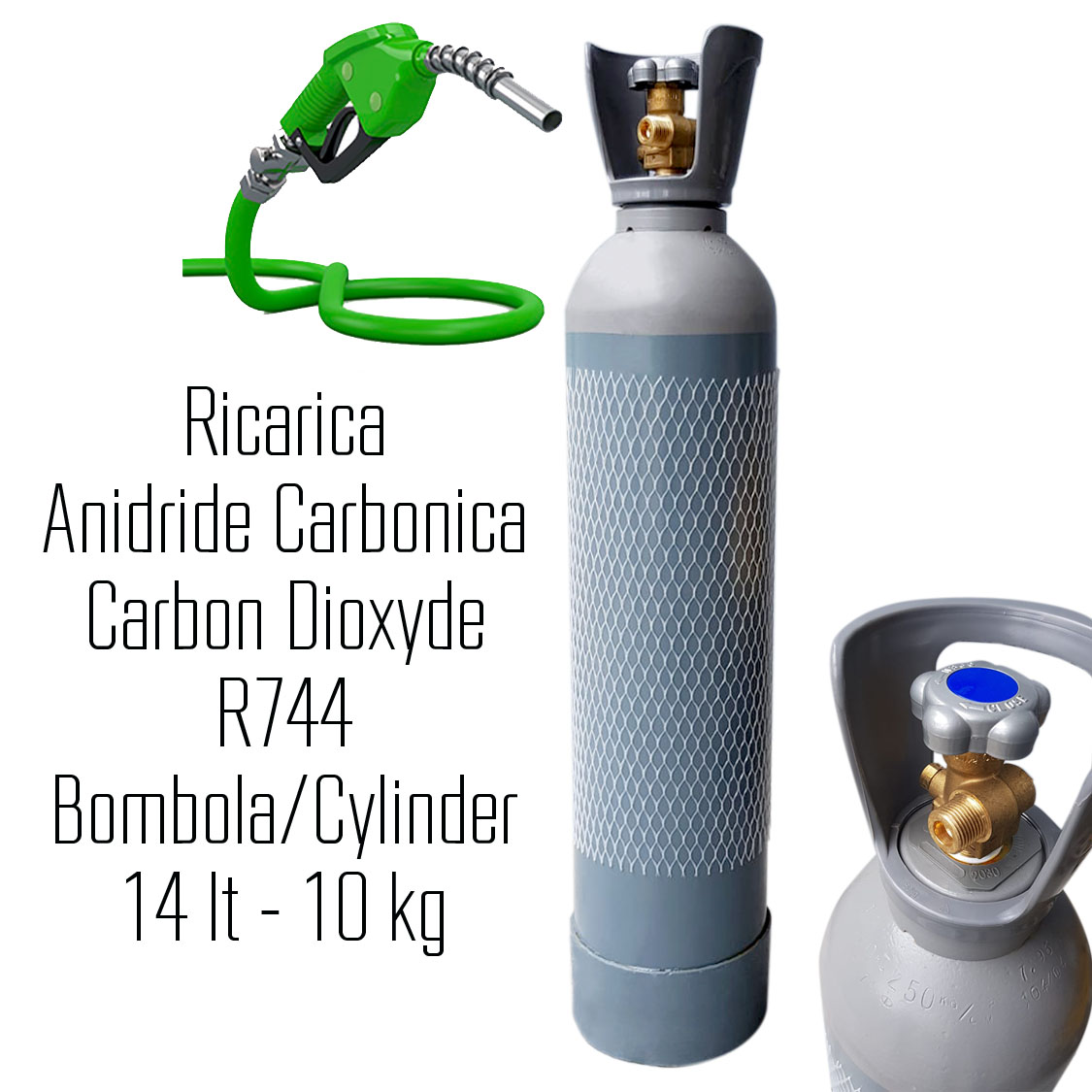 Ricarica R744 Kryon® 744 - CO2 anidride carbonica refrigerazione - 14 Lt - 10 Kg - Foto 1 