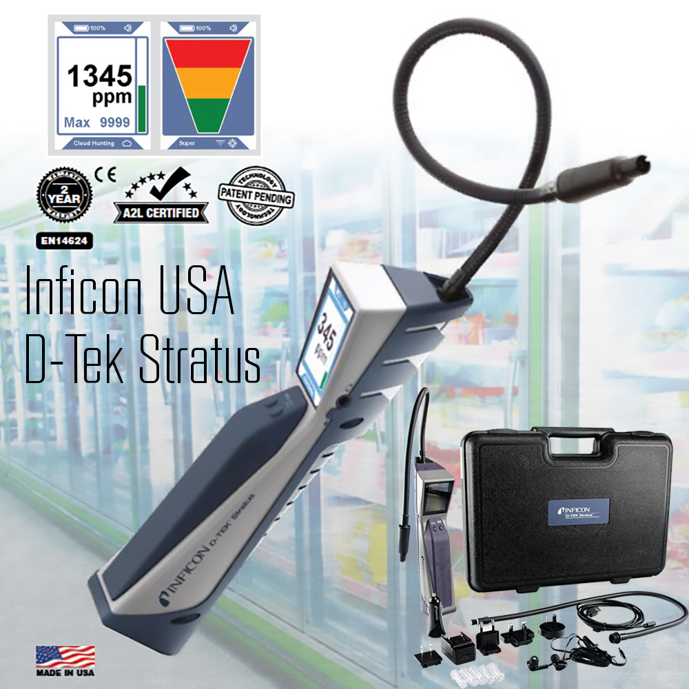 Inficon D-TEK Stratus® Refrigerant Leak Detector and Portable Monitor - Calibration Report included