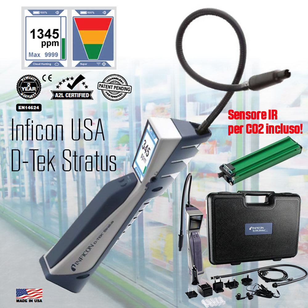 Inficon D-TEK Stratus® Refrigerant Leak Detector and Portable Monitor + CO2 infrared sensor - Calibration Report included