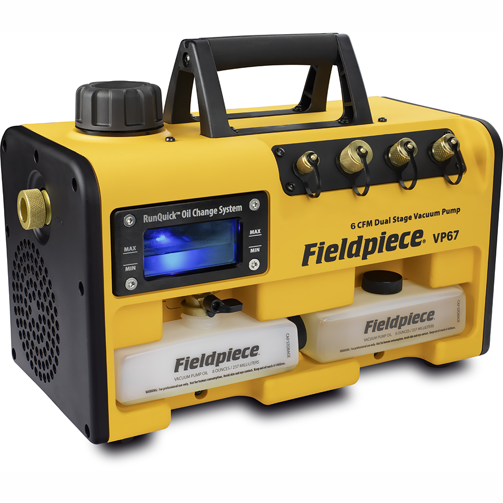 Fieldpiece USA - VP67 INT - pompa per vuoto 170 litri/minuto (10,2 mc/ora), alta qualità, elevate prestazioni - grado di vuoto 2 x10(-2) mbar - 0,02 mbar/2 Pa/15 micron - Foto 2