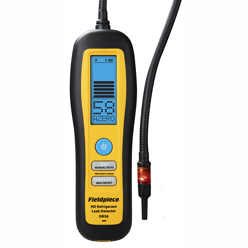 FieldPiece USA - DR58 -  Heated Diode Refrigerant Leak Detector for all refrigerants HFC/HFO, 1234yf, gas mixture of Nitrogen/5% Hydrogen, R290 and R600a- sensitivity 1 gram/year - Calibration Report included