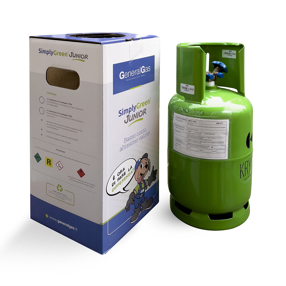 SimplyGreen Junior - n° 3 bombole 13 litri per gas non infiammabili - abbonamento annuale per Smaltimento e Rigenerazione Rifiuti F-Gas - Foto 3